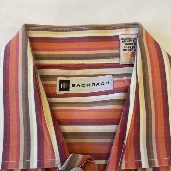 𝅺BACHRACH Striped Button Down Shirt Large - Picture 3 of 5